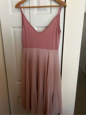 T.J.Maxx Dusty Rose Two-Tone Pleated Midi Dress